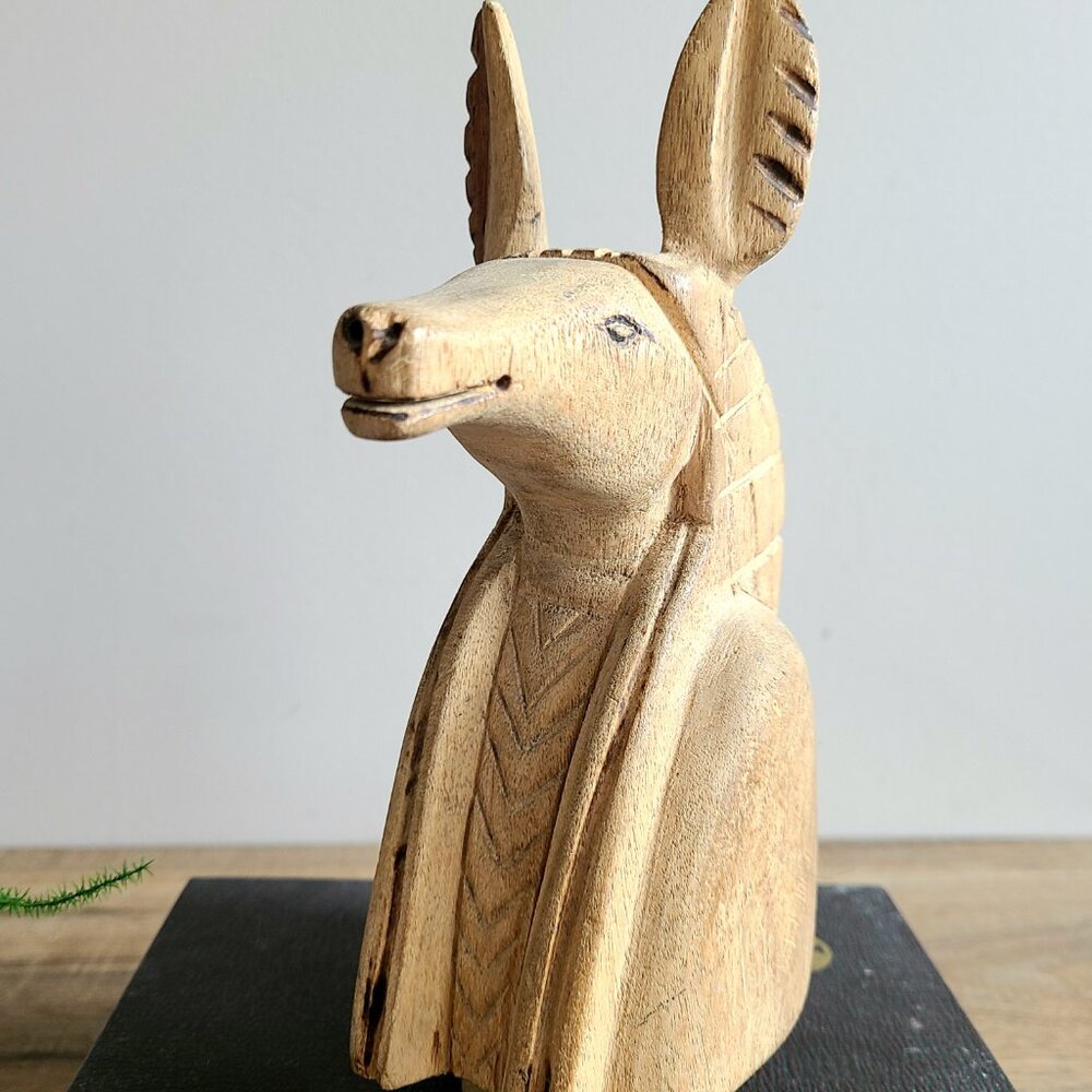 Anubis bust wooden hand carved figuring. Egyptian mythology. Home decor.8 1.4'' - Picture 2 of 9